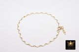 14 K Gold Filled Wavy Bar Chain Anklet, Seahorse Beach Chain Link Anklet, 14/20 Minimalist Waterproof