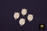 CZ Pave Mary Connectors, Gold Cross Rosary Centers #431, St. Benito Charm Links