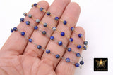 Natural Lapis Lazuli Rosary Chain 4 mm Round Beaded Unfinished By The Foot