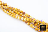 Purple and Gold Beads, Smooth Mixed Yellow Purple Jade Beads BS #97, LSU Jewelry Beads sizes 6 mm or 8 mm 15.75 inch Strands