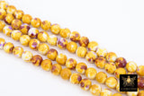 Purple and Gold Beads, Smooth Mixed Yellow Purple Jade Beads BS# 97, LSU Jewelry Beads sizes 6 mm or 8 mm 15.75 inch Strands