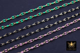 14 K Gold Filled Paperclip Enamel Chain, 5.6 mm Green Rectangle Chains CH# 784, Pink Or Black By The Foot