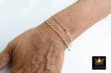 14 K Gold Filled Dainty Satellite Enamel Bracelet, Rainbow Beaded Gold Jewelry, Stamped 14/20