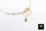 14 K Gold Filled Paperclip Initial CZ Chain Bracelet, Birthstone Charm, Adjustable