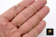 14 K Gold Filled Paperclip Initial CZ Chain Bracelet, Birthstone Charm, Adjustable