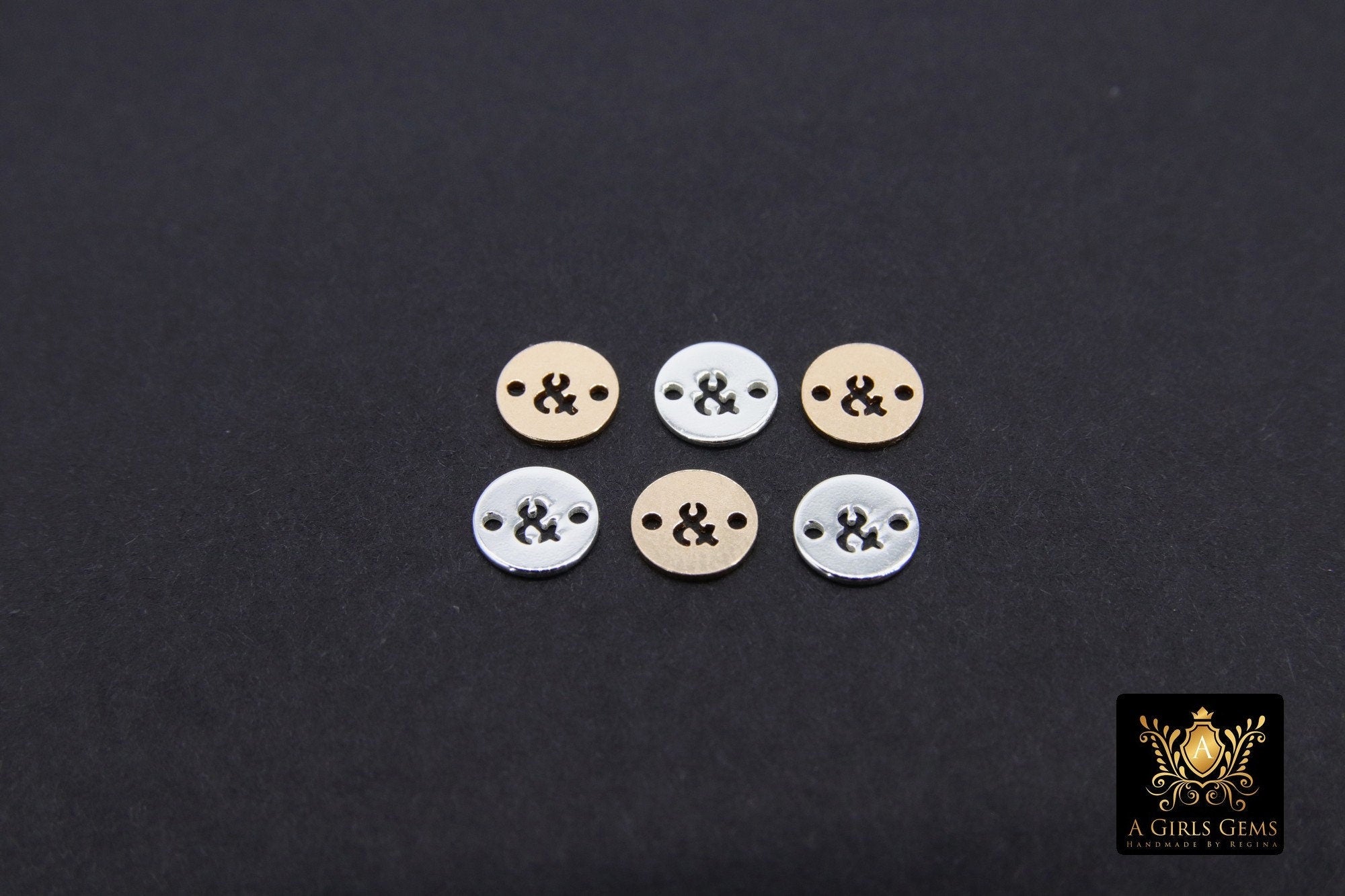 14 K Gold Filled Letter Connectors, 6 mm Gold Alphabet Letter # 3423, Round Block Name Letters