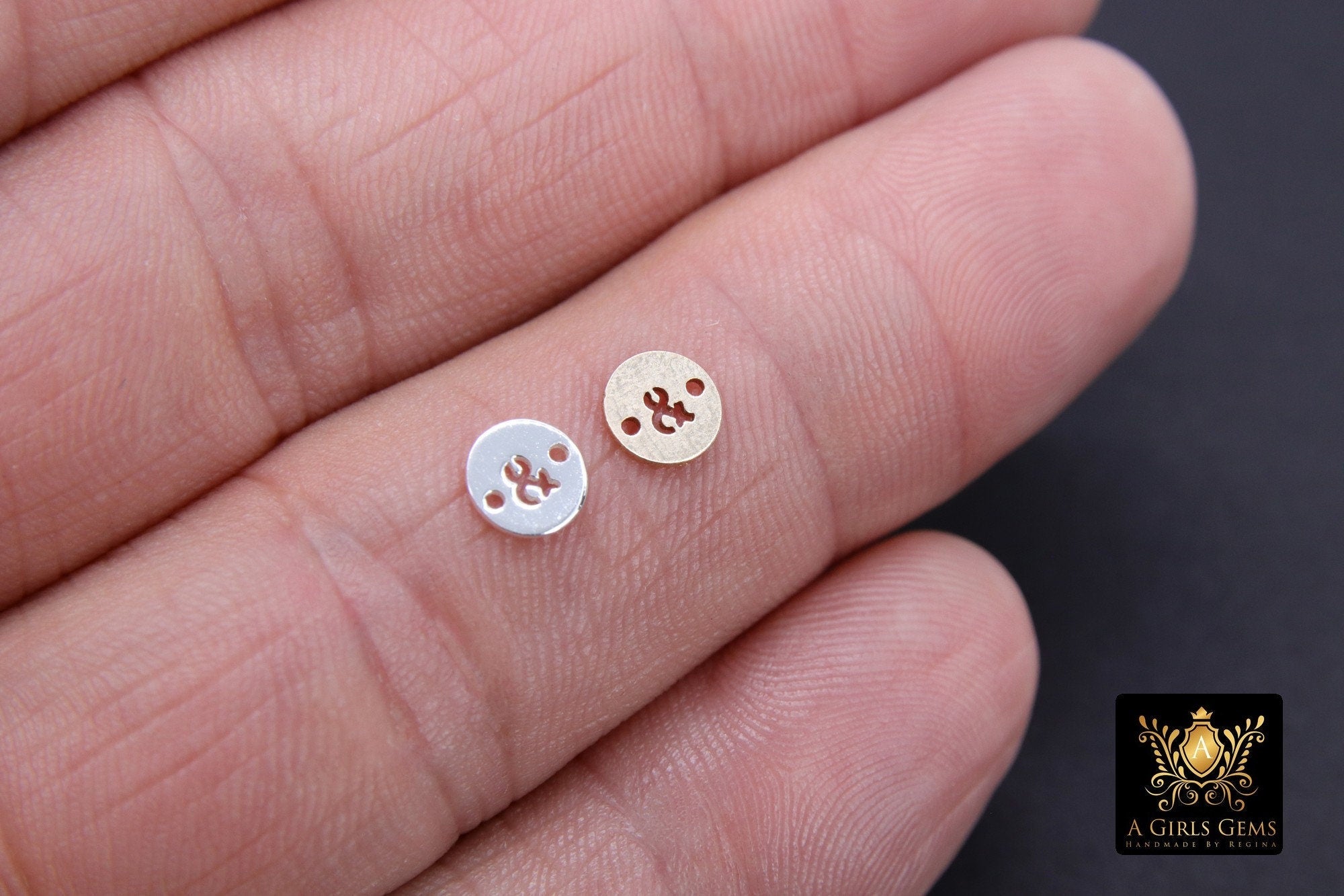 14 K Gold Filled Letter Connectors, 6 mm Gold Alphabet Letter # 3423, Round Block Name Letters