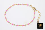 14 K Gold Filled Satellite Enamel Beaded Chain Adjustable Extender Bracelet