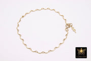 14 K Gold Filled  Wavy Bar Chain Anklet, Seahorse Beach Chain Link Anklet, 14/20 Minimalist Waterproof