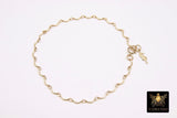 14 K Gold Filled Wavy Bar Seahorse Beach Charm Anklet