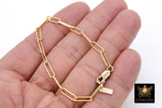 14 K Gold Filled Paperclip Chain Bracelet, Rectangle Chain Link Bracelet, Stamped 14/20