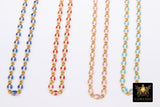 14 K Gold Filled Paperclip Enamel Chain, 5 mm Blue Red Figaro Chains CH# 786, Pink Blue White By The Foot