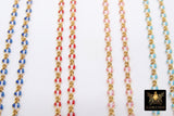 14 K Gold Filled Paperclip Enamel Chain, 5 mm Blue Red Figaro Chains CH# 786, Pink Blue White By The Foot