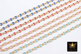 14 K Gold Filled Paperclip Enamel Chain, 5 mm Blue Red Figaro Chains CH# 786, Pink Blue White By The Foot