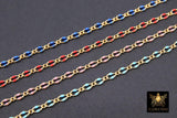 14 K Gold Filled Paperclip Enamel Chain, 5 mm Blue Red Figaro Chains CH# 786, Pink Blue White By The Foot