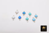 925 Sterling Silver Solitaire Connectors, 4 mm White Opal Links #2338, Pink CZ Style Silver Blue Opal
