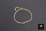 14 K Gold Filled Curb Chain Bracelet, Angel Number Adjustable Chain Link Bracelet, Stamped 14/20 Heart