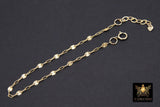 14 K Gold Filled Paperclip Chain Bracelet, Adjustable Starburst Sequin Bar Chain Link Bracelet, Stamped 14/20