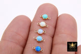 14 K Gold Filled Solitaire Connectors, 4 mm White Opal Links # 2813, Pink CZ Style Genuine 14 20 Gold Blue Opal