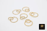 14 K Gold Filled Textured Double Interlocking Rings Hammered Sparkles