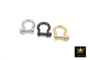 Gold Shackle Clasp, Small Black Ring Connector 19 mm Jewelry Clasps in Silver #2879, Silver Screw Clasps