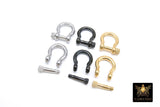 Gold Shackle Clasp, Small Black Ring Connector 19 mm Jewelry Clasps in Silver #2879, Silver Screw Clasps