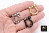 Gold Shackle Clasp, Small Black Ring Connector 19 mm Jewelry Clasps in Silver #2879, Silver Screw Clasps