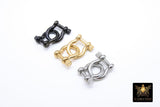 Gold Shackle Clasp, Small Black Ring Connector 19 mm Jewelry Clasps in Silver #2879, Silver Screw Clasps