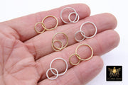 14 K Gold Filled Two Circle Link, 10 and 15 mm 925 Sterling Silver Hammered Interlocking Ring # 2551, Textured Double Infinity Soldered Ring