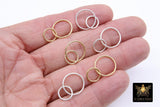 14 K Gold Filled Two Circle Link, 10 and 15 mm 925 Sterling Silver Hammered Interlocking Ring # 2551, Textured Double Infinity Soldered Ring