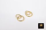 14 K Gold Filled Two Circle Link Ring, 9 and 10 mm Double Interlocking Rings # 3094, 9 and 11 mm Textured Soldered Infinity Ring