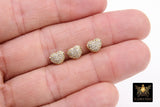 CZ Pave Gold Heart Bead, 7 mm Genuine 18 K Gold Heart Shape Plated Beads with Hole # 2615, Side to Side Holes