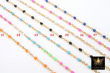 14 K Gold Filled Dainty Beaded Satellite Enamel Chain, Rainbow Jewelry CH #771, By Yard Unfinished Flat Cable