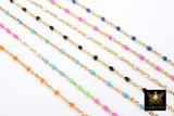 14 K Gold Filled Dainty Beaded Satellite Enamel Chain, Rainbow Jewelry CH #771, By Yard Unfinished Flat Cable