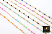 14 K Gold Filled Dainty Beaded Satellite Enamel Chain, Rainbow Jewelry CH #661, By Yard Unfinished Flat Cable