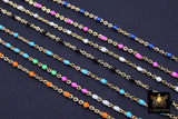 14 K Gold Filled Dainty Beaded Satellite Enamel Chain, Rainbow Jewelry CH #771, By Yard Unfinished Flat Cable