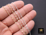 925 Sterling Silver 14 K Gold Filled Starburst Rolo Paperclip Unfinished Chain By The Foot
