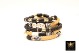 Heishi Soccer Mom Beaded Bracelet, Black and Gold Stretchy Bracelet, New Orleans Saints Team Spirit Beaded Bracelet Stacks