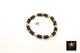 Heishi Soccer Mom Beaded Bracelet, Black and Gold Stretchy Bracelet, New Orleans Saints Team Spirit Beaded Bracelet Stacks