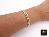 14K Gold Filled Round Beaded Bracelets, Stretchy Textured Beaded Bracelet Stacks, Water Resistant and Anti Tarnish