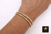 14K Gold Filled Round Beaded Bracelets, Stretchy Textured Beaded Bracelet Stacks, Water Resistant and Anti Tarnish