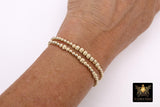 14K Gold Filled Round Beaded Bracelets, Stretchy Textured Beaded Bracelet Stacks, Water Resistant and Anti Tarnish