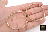 14K Gold Filled Round Beaded Bracelets, Stretchy Textured Beaded Bracelet Stacks, Water Resistant and Anti Tarnish