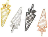 Micro Pave CZ Arrow Pendant, Silver Plated Diamond Pave #43, Cubic Zirconia 12 x 36 mm Arrowhead Tribal