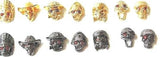 CZ Micro Pave Skull Head Beads, Bracelet Beads, Gold