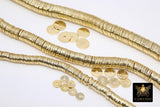 Gold Flat Spacer Beads, 20- 260 pcs Round Bright Flat Discs # 2097, Heishi Rondelle