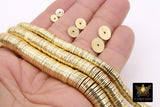Gold Flat Spacer Beads, 20- 260 pcs Round Bright Flat Discs # 2097, Heishi Rondelle