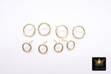 14 K Gold Hoop Stud Earrings, 7 mm High Quality 10 mm Round Ring Stud Post Findings #2611, Closed Loop Minimalist Donuts