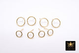 14 K Gold Hoop Stud Round Earrings, 7 mm 925 Sterling Silver High Quality Donut Ring Stud Post Findings # 2611, Closed Loop Minimalist Ring