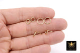 14 K Gold Hoop Stud Earrings, 7 mm High Quality 10 mm Round Ring Stud Post Findings #2611, Closed Loop Minimalist Donuts